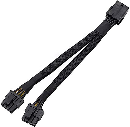 Hsthe Sea GPU VGA PCIe 8 Pin Female to Dual 2x 8 Pin (6+2) Male PCI Express Power Adapter Braided Y-Splitter Extension Cable 7.87-inch(20cm)