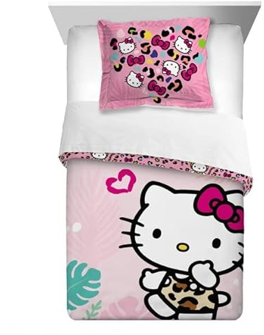 Hello Kitty Twin/Full Reversible Comforter and Sham Set - Fits Both Twin and Full Beds