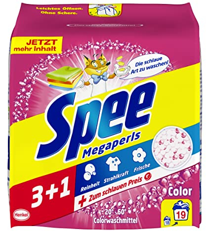 Spee Color Megaperls 3+1 (19 Waschladungen), Waschpulver für bunte Wäsche verleiht Reinheit, Strahlkraft und Frische, Colorwaschmittel