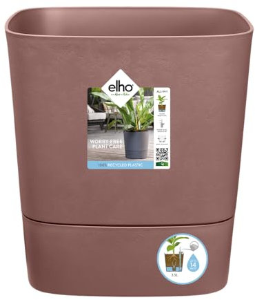 Elho Greensense Aqua Care Carré 30 - Pot De Fleurs pour Intérieur & Extérieur - Ø 29.5 x H 30.2 cm - Marron/Brun Argile