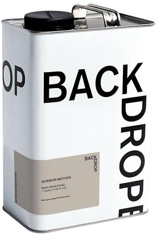 BACKDROP | Premium Cabinet & Door Paint | Durable & Washable Semi-Gloss Finish | Self-Priming, Low VOC, Green Wise Certified | INTERIOR MOTIVES - Warm gray-beige that skews taupe | 1 Gallon