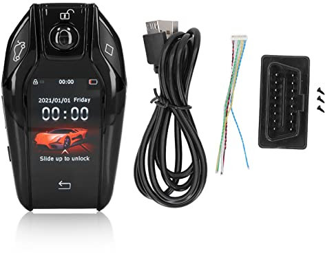 KIMISS Push Start Ignition Kit, Universal TK800 und LCD-Touchscreen Smart Key Remote Keyless Entry für Alle Modelle mit Start-Stopp-Motortaste(Schwarz)