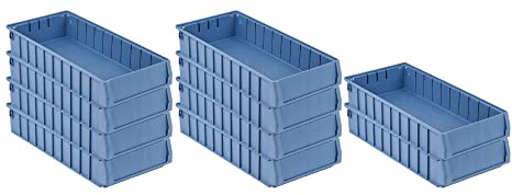 SparSet 10x Regalkasten 500 BN mit Etikett & Schutzhaube | HxBxT 9x23,4x50cm | 7,8 Liter | Sichtlagerkasten, Sortimentskasten, Sortimentsbox, Kleinteilebox