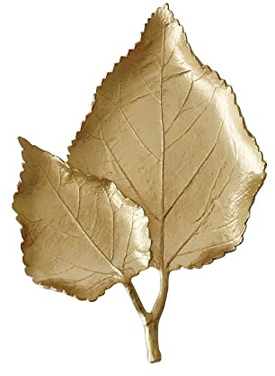 Pasiir Plato Pequeño en Forma de Hoja para Baratijas, Bandeja Decorativa de Joyería en Oro, Plato Organizador de Joyas con Soporte para Anillos