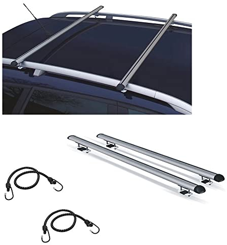 COMPATIBLE WITH DACIA Duster del 2016 ROOF BARS 130CM PAIR OF RAVEN MENABO BARS WITH RAISED RAILING HIGH ALUMINUM HANDRAILS MAX 60KG