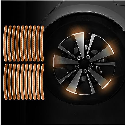 CGEAMDY 20 Stück reflektierende Rad Felgenstreifen Aufkleber, Reflektierende Felgenaufkleber Selbstklebende wasserdichte Universal für Motorrad Auto Fahrrad(Gelb)