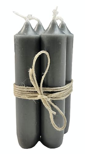 ukiyo 4er Pack Stabkerzen H:11 cm Ø:2,2 cm div. Farben Brenndauer 4,5 Stunden Kerze Advent Weihnachten Deko, Farbe:Grüngrau