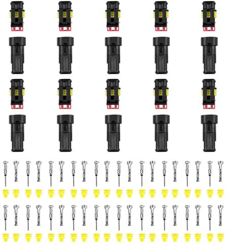 Lectorias 10 set kfz stecker wasserdicht, steckverbinder 2 polig, wasserdichte stecker 12v, kabel steckverbinder set, Schnellverbinder Terminal, für LKW Auto Kayak Boote Roller Motorrad