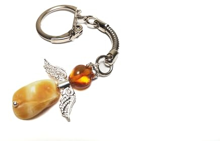 Baltischer Bernstein Schlüsselanhänger, Engel oder Libelle, Anhänger-Dekoration, Schlüsselschmuck, Souvenir (ANGEL)