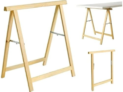 Crisalide®-NATURAL-WOOD COPPIA Cavalletti di Legno di Pino da lavoro PORTATA 400KG, Fai da te PIEGHEVOLI 73cm X 76cm, verniciabili per svariati USI di hobbistica e industriale