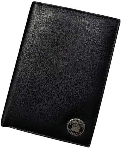 Frédéric Johns Portefeuille Cuir - Portefeuille Carte Grise - Portefeuille permis de Conduire - Portefeuille RFID - Format 3 Volets - Design français - modèle Tower (Noir) (Noir)