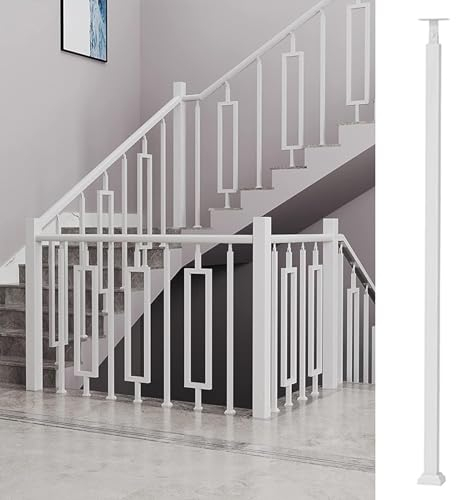 Treppenhandläufe, Deckbaluster, Treppengeländer aus Eisen, Treppenteile, Metallbaluster mit verstellbarer Winkelhalterung – solide quadratische Metallspindeln, echtes Satinschwarz (Farbe: A, Größe: 95