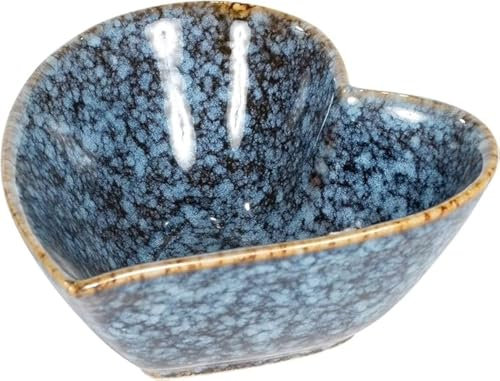 - Blue Speckled Glaze Stoneware Heart Display Bowl - Decorative Love Heart Trinket Dish - Vanity Bowl Heart Shaped Dish Ornament - Key Bowl - Jewellery Dish - Dessert and Fruit Bowl.