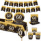 MORAINJAY 70P 60th Birthday Tableware Black Gold, 60th Birthday Table Decoration Set for 16 Guests