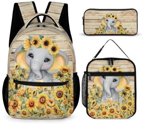 Homieblanket Elefanten-Rucksack für Kinder, Mädchen, Jungen, Schule, 40,6 cm, Elefanten-Büchertasche, Elefanten-Rucksack für die Schule, Elefanten-Rucksack, 1 Set, Tagesrucksäcke