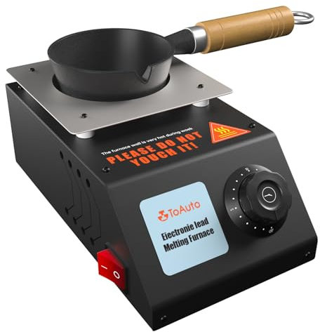 TOAUTO Elektrischer Blei-Schmelztopf, 15 Minuten Timing, hohe Kapazität, 2,7 kg, Hochsicherheitstopf, getrennt von Edelstahl-Metallbasis, Metallschmelztopf zum Angeln, Gewichtformen, Kugelgussformen