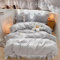Ruffle Lace Grey Double Duvet Cover Set for Girls Women Ruffle Lace Bedding Sets Soft and Light Weigh Microfiber Duvet Cover (200 x 200 cm, 3Ps)