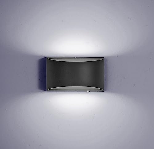 yovurond Dimmbar Wandlampe LED, 16W Weiß Aluminum Modern LED Wandleuchte Innen Licht Up Down Wandlicht für Badezimmer, Wohnzimmer, Schlafzimmer, Flur (Schwarz, Kaltweiß)