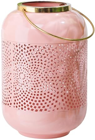 Riess Ambiente Deko Windlicht Candlelight 30cm rosa Metall Handmade handgefertigt Laterne Kerzenständer Kerzenhalter Stabkerzenhalter Kerzenleuchter Kerzen