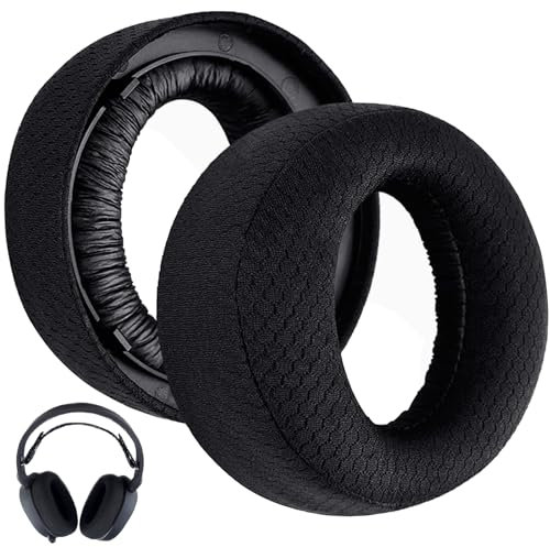 Coussinets d'oreille de Remplacement pour Pulse 3D PS5 Wireless Casque avec Tissu Respirant et Mousse Anti-Bruit, Coussinets de Casque - Noir