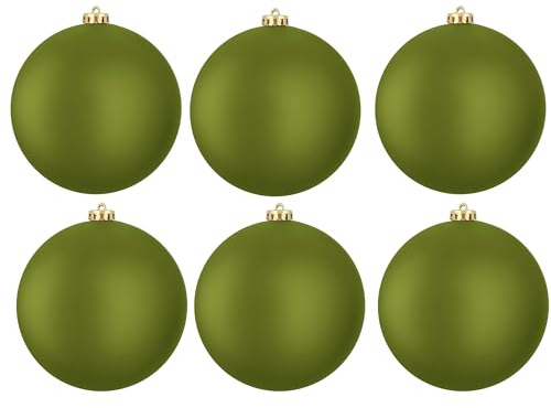 6 x Weihnachtskugeln aus Kunststoff zum Hängen für den Außenbereich Ø 15 cm - Frost und Wetterfest - Outdoor Weihnachtkugeln - Christbaumkugeln für draußen (6 Stück grün (matt) Ø 15 cm)