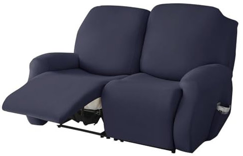 PMSPEMCMT Stretchhusse für Relaxsessel Ruhesessel Sofa überzug Sesselbezug Sesselschoner für Relaxsessel Bezug Stretch rutschfest Selsesselschoner mit Armlehne(Navy Blue,2 Seater)