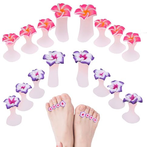 Alovez 16Pcs Silicone Toe Separators Cute Flower Shape Toe Spacers Spacers Dividers Pedicure Toe Finger Dividers for Nail Varnish Nail Art DIY Pedicure Tool