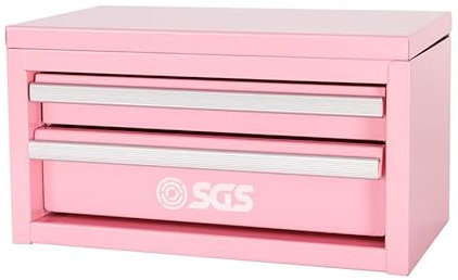 SGS Pink Mini Tool Box, 2 Smooth Drawers, Aluminium, Sleek Pink Coated 27.5cmx15cmx15cm, Fun Novelty Gift