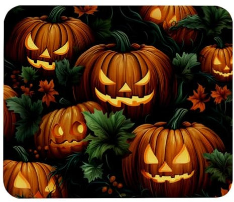 Tapis de souris avec base en caoutchouc antidérapant pour ordinateurs, ordinateurs portables, accessoires de bureau, tapis de souris Jack o 'Lantern