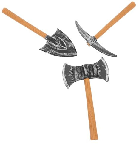WESIEVYA 3 Stück Zwergenspitzhacke Kostüm Requisite Axt Mit Vintage Mittelalter Design Aus Plastik Für Cosplay Party Halloween Trick Requisiten Spielzeug Hackmesser Schaufel