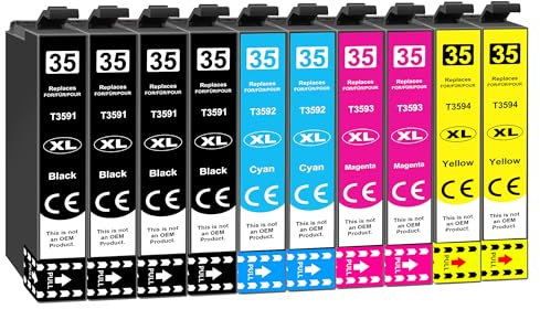Jhaan 35XL Druckerpatronen Multipack Kompatibel für Epson 35XL Patronen Kompatible mit Epson Workforce Pro WF-4725DWF WF-4740DTWF WF-4730DTWF WF-4720DWF WF-4720 WF-4725 WF-4730 WF-4740(10er-Pack)