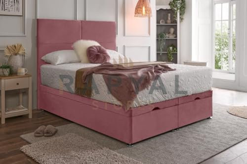 Fireplaces 4 Life Hf4you 4 Box Ottoman Divan Bed + 10” Memory Sprung Mattress + 24” Headboard (Pink, Single, With Ottoman Storage)