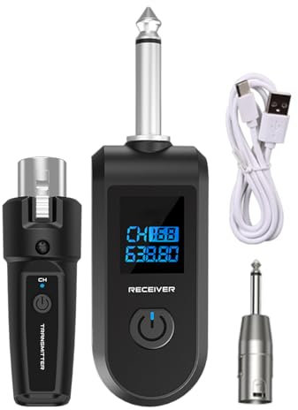 Wireless Mic Transmitter And Receiver | 10 Channels Wireless Audio Dynamic Microphone Adapter - Plug-on Transmitter And Receiver For Guitar, Bass, Audio Mixer