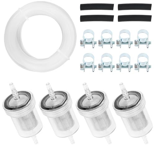 Kit de Manguera de Gasolina - 4 Metros Línea de Combustible + 4 Piezas Filtro de Gasolina de 4 mm + 4 mangueras de combustible + 8 abrazaderas de manguera para Coche Moto