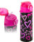 Julian Ross Gourde Isotherme Enfant 500ml – Acier Inoxydable avec Paille – Sans BPA, Étanche, Double Paroi – Idéale pour École & Sport – Design Fille cœurs et étoiles – Rose