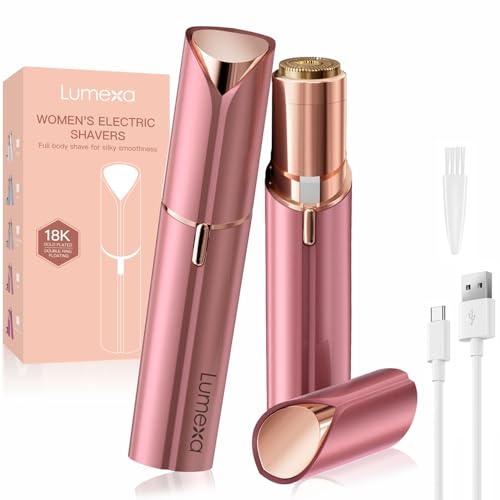UrbanLuxe Facial Hair Remover Women, Lady Shaver for Women, Rechargeable Hair Remover Painless Face Hair Trimmer for Face Hair, Lips, Peach Fuzz, Bikini Body-Pink