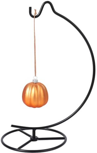 CREATCABIN Black Ornament Display Stand Metal Ornament Holder Iron Crystal Glass Witch Ball Air Plant Christmas Decoration Hanging Hanger Rack for Festivals Home Wedding Party 7.1 x 4.9 x 10.6 Inch