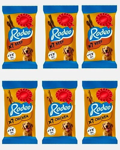 Rodeo Dog Treats With 3 X Chicken & 3 X Beef | Dog Treats For Puppy, Small, Medim & Large Dogs | No Artificial Or Flavours Healthy Dog Treat Providing Tasty Nutrients, Vitamins, Minerals And Omega 3