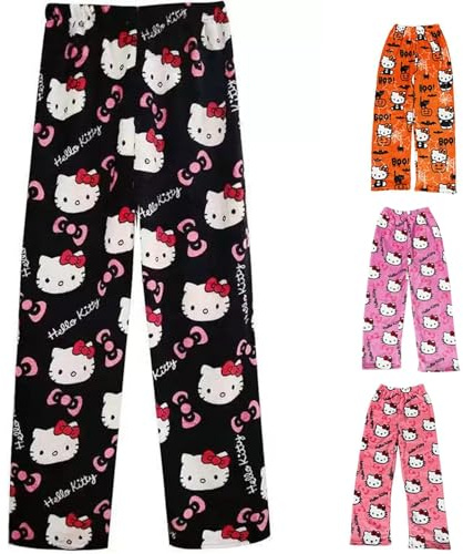 Pigiama da donna, per Halloween, pigiama, pantaloni lunghi in flanella, pigiama, morbido kawaii, pigiama, pantaloni anime, comodi da dormire, casual, per autunno e inverno