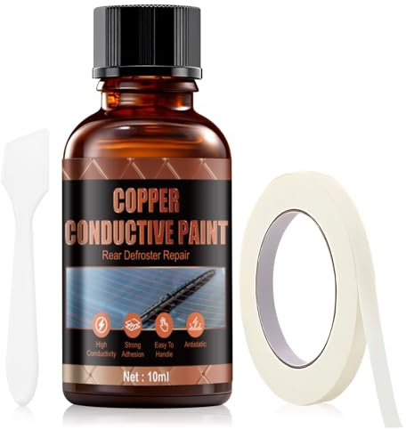 10ML Kit Riparazione Lunotto Termico, Vernice Conduttiva, Vernice Conduttiva Lunotto, Colla Conduttiva Elettrica per La Riparazione del Lunotto Termico, Attrezzi e Nastro Adesivo Riparazione Rapida