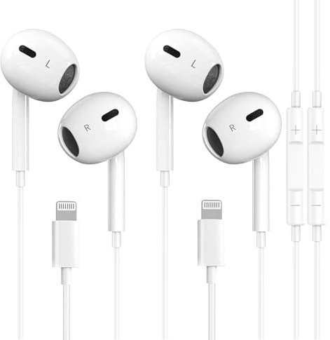 2 Pack iPhone Wired Earphones, APPLE MFi Certified In Ear Lightning Headphones Compatible with iPhone 14/13/12/11/8/7/X/Pro/Pro Max iPad