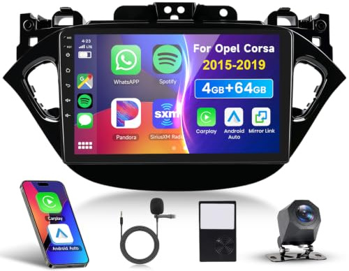 4G 64G VECHTEL 9 Autoradio Bluetooth per Opel Corsa 2015-2019 (con canbus) Carplay Android Auto,DSP EQ,Wifi GPS Navi,RDS/FM Radio 2 din con Retrocamera AHD