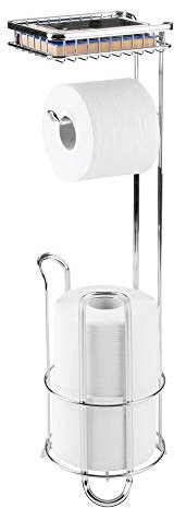 mDesign Distributeur Papier Toilette sans perçage – Le Porte Papier WC pour la Salle de Bains – Valet WC Intemporel en métal – argenté