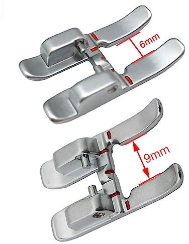 CKPSMS Marque -1SET # 93-036931-91+93-036933-91 Pied-de-biche à Bout Ouvert 6 MM et 9 MM avec IDT Compatible avec Machines à Coudre Pfaff (6 mm et 9 mm Pied à Bout Ouvert en métal à Point Satin)