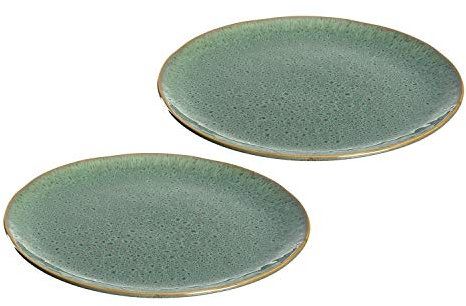 Leonardo Matera Keramik-Teller 2-er Set, spülmaschinengeeignete Speise-Teller, Essteller mit Glasur, 2 runde Steingut-Teller, Ø 27 cm grün, 026988