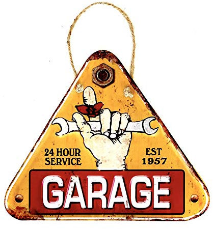 DiiliHiiri Cartel Garaje Taller de Chapa Placa Retro Letrero Estilo Vintage Metal para Decoración Hogar (Garage)
