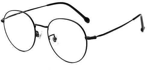 Cyxus 100% Titan Blaulichtfilter Brille, Weniger Nasendruck, 【Gesamtbreite: 142 mm】 Rund Vintage Retro Stil für PC TV Tablet Unisex,Schwarz