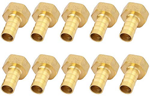 Conector de Latón, 10 piezas Manguera Conector, Conector Roscado Hembra 10 mm 1/2G Adaptador, Conexión rápida Conector de Manguera de latón Tanque de Manguera de Gas Conector Rápido