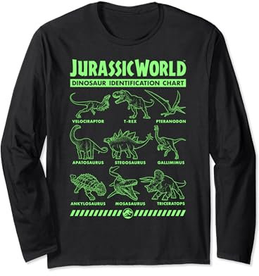 Jurassic World Two Dino Gradient ID Chart C1 Manga Larga