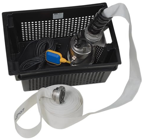 SFA - Sanisub Steel Kit d'Urgence - Pompe, Panier, Tuyau - Pour Evacuer Eaux Inondation - Portatif - Automatique - Granulométrie 10 mm - Cave, Garage, Regards - Pompe 16,8 x 27,3 cm - Made In France